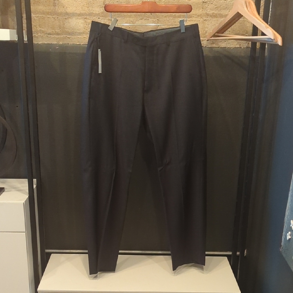 J Hilburn Men's Navy Checkered Dress Pants
